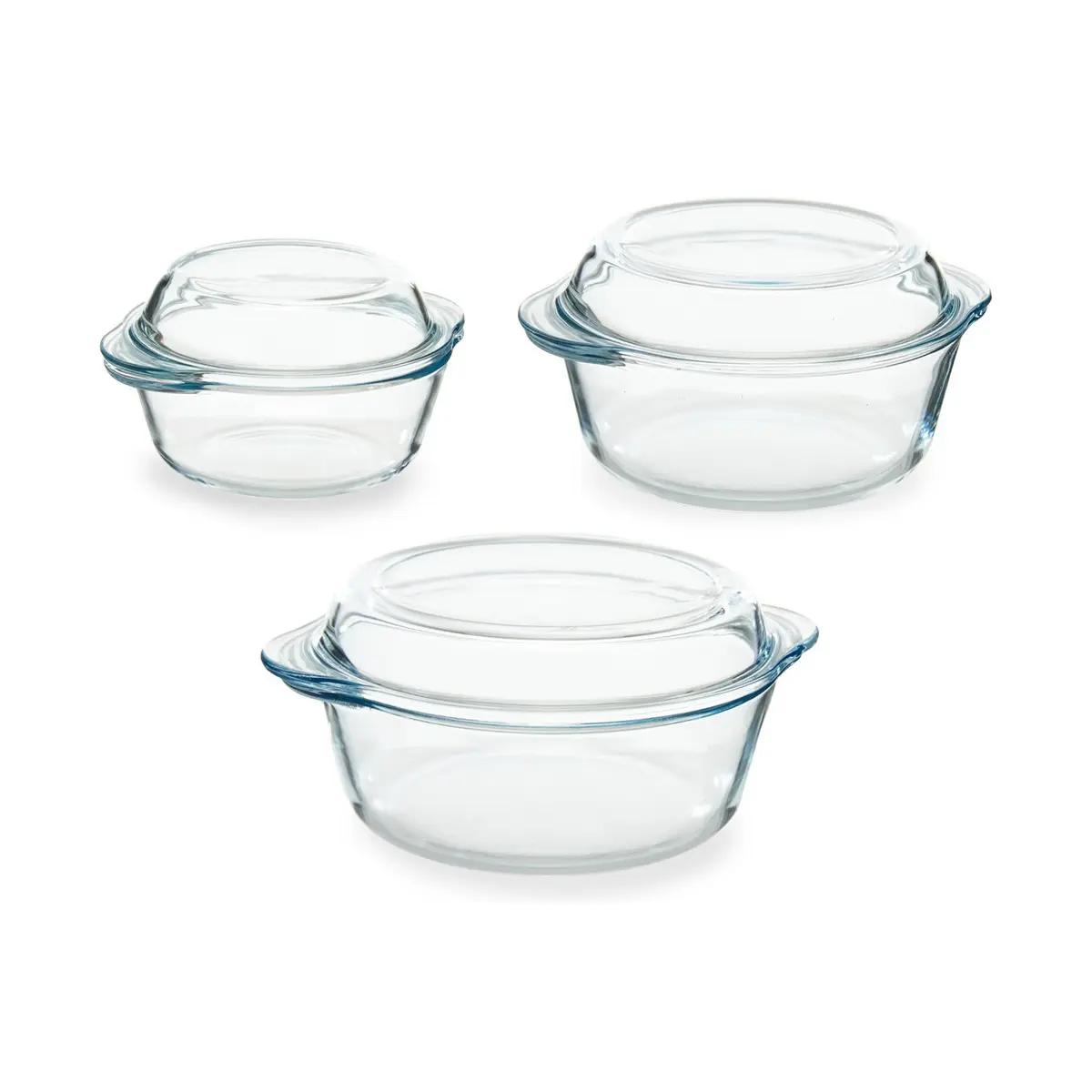 Casseruole 3 Pezzi Trasparente Vetro Borosilicato