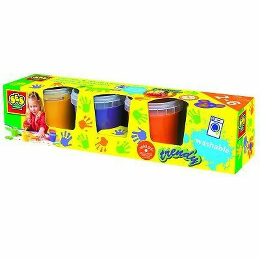 Pittura da usare con le Dita SES Creative Set of 4 pots of Girly finger paint Plastica Multicolore