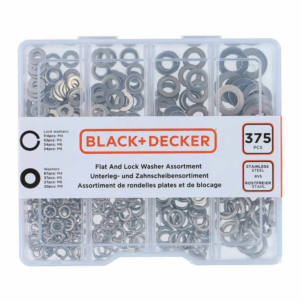 Rondelle Black & Decker Alba Plana Di sicurezza 375 Pezzi