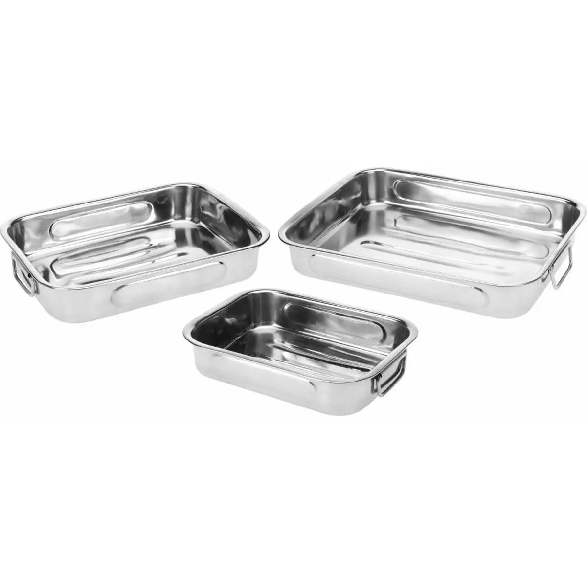 Set di vassoi per Alimenti Excellent Houseware a12402130 Acciaio inossidabile 27 x 20 x 6 cm 31 x 23 x 6 cm 36 x 27 x 6 cm (3 Un