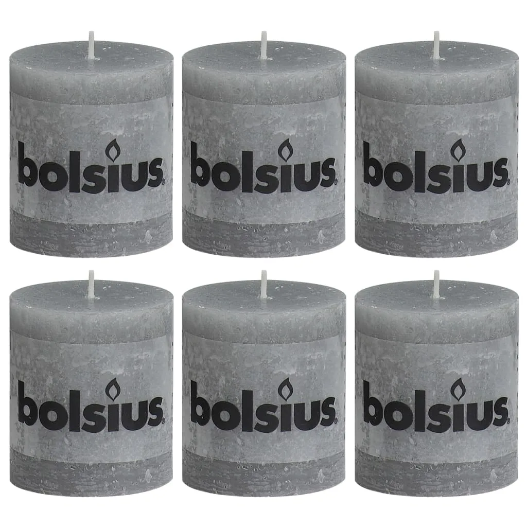 Bolsius Candele Rustiche Moccoli 6 pz 80x68 mm Grigio Chiaro