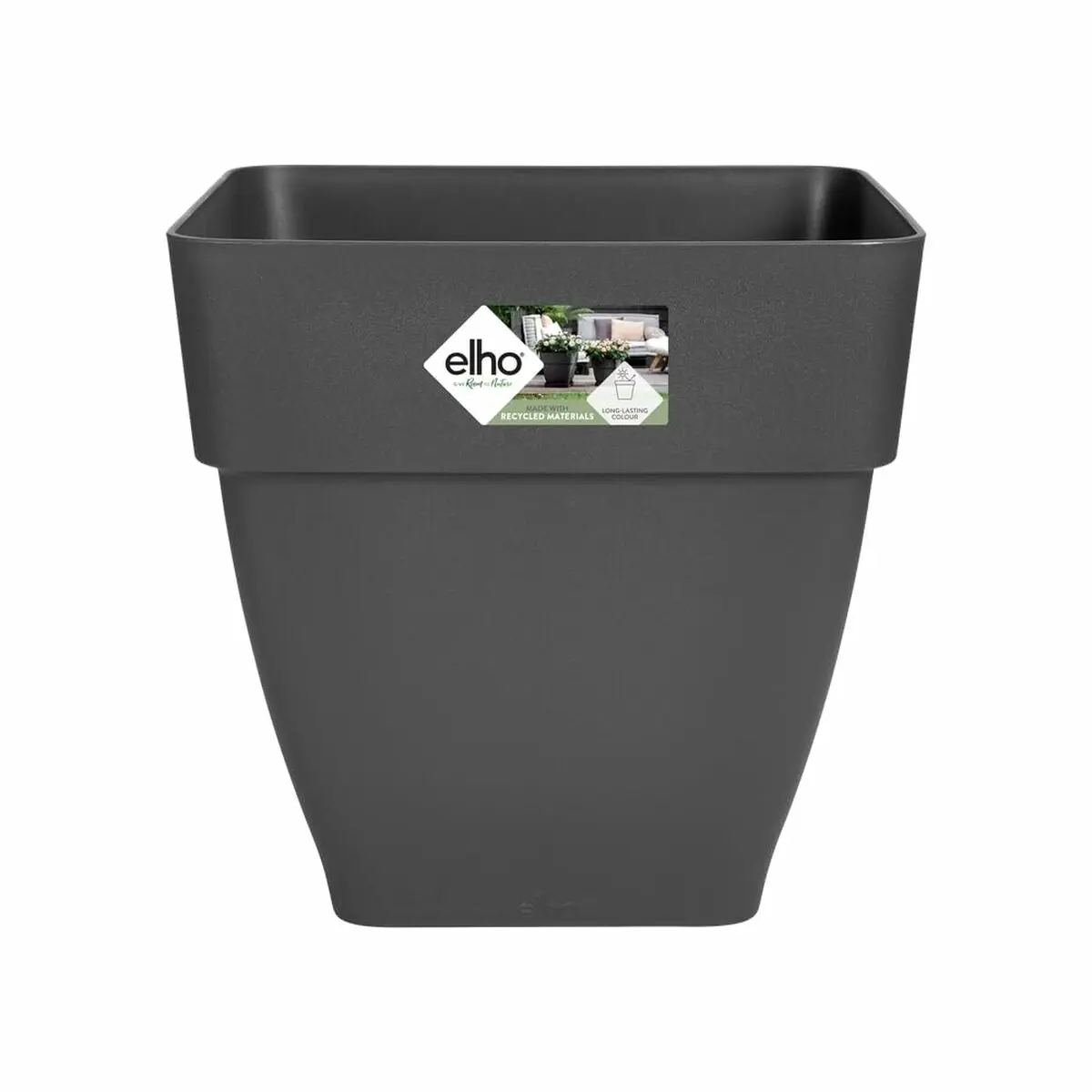 Vaso Elho Nero Ø 36 cm Plastica Quadrato Moderno