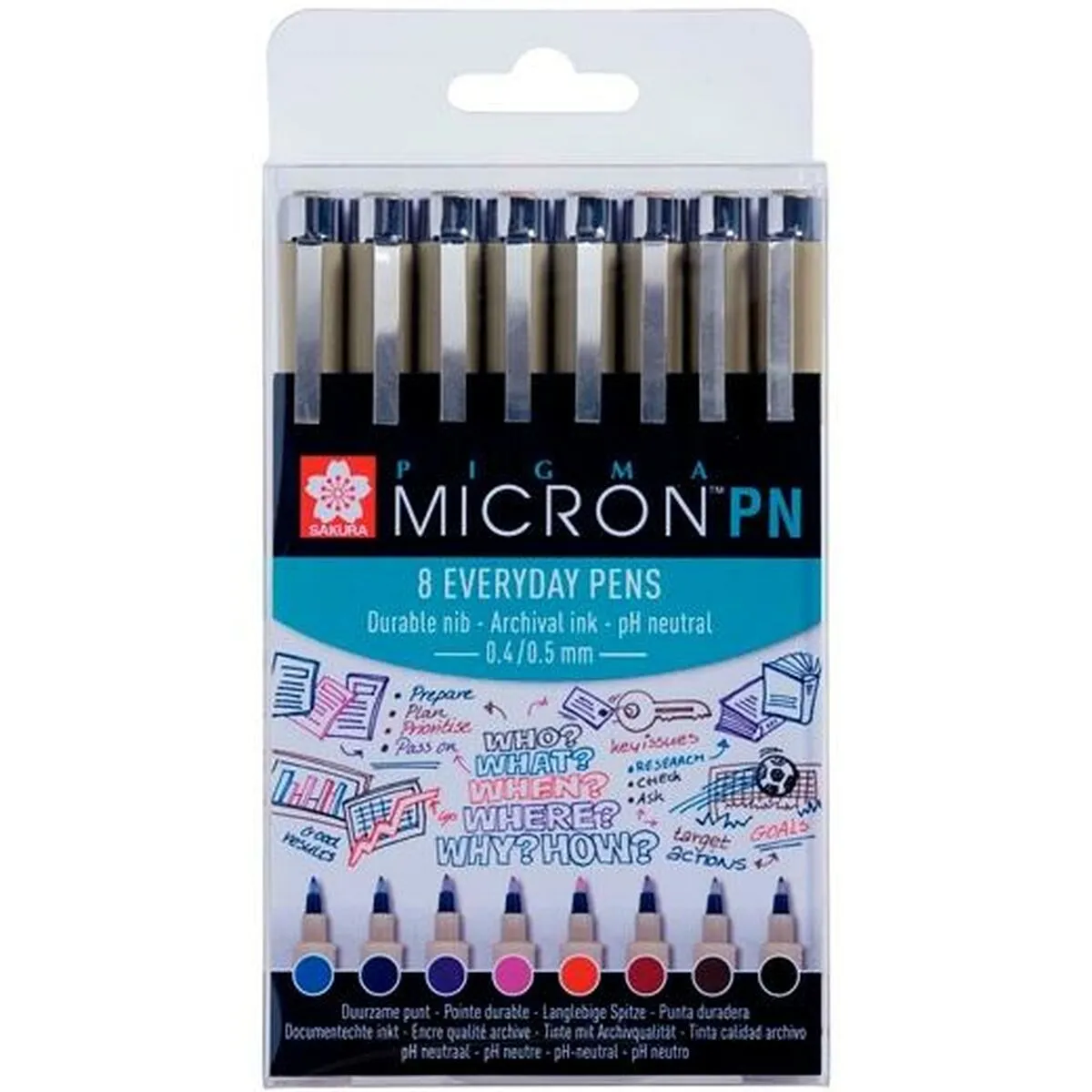 Set di Pennarelli Talens Sakura Pigma Micron PN 8 Pezzi Multicolore