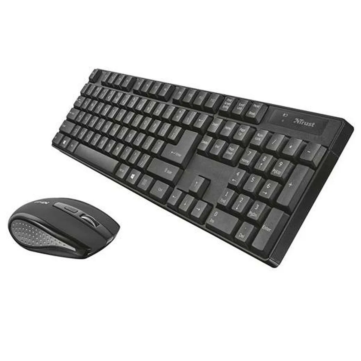 Tastiera e Mouse Wireless Trust 21135 Qwerty in Spagnolo Nero Argento