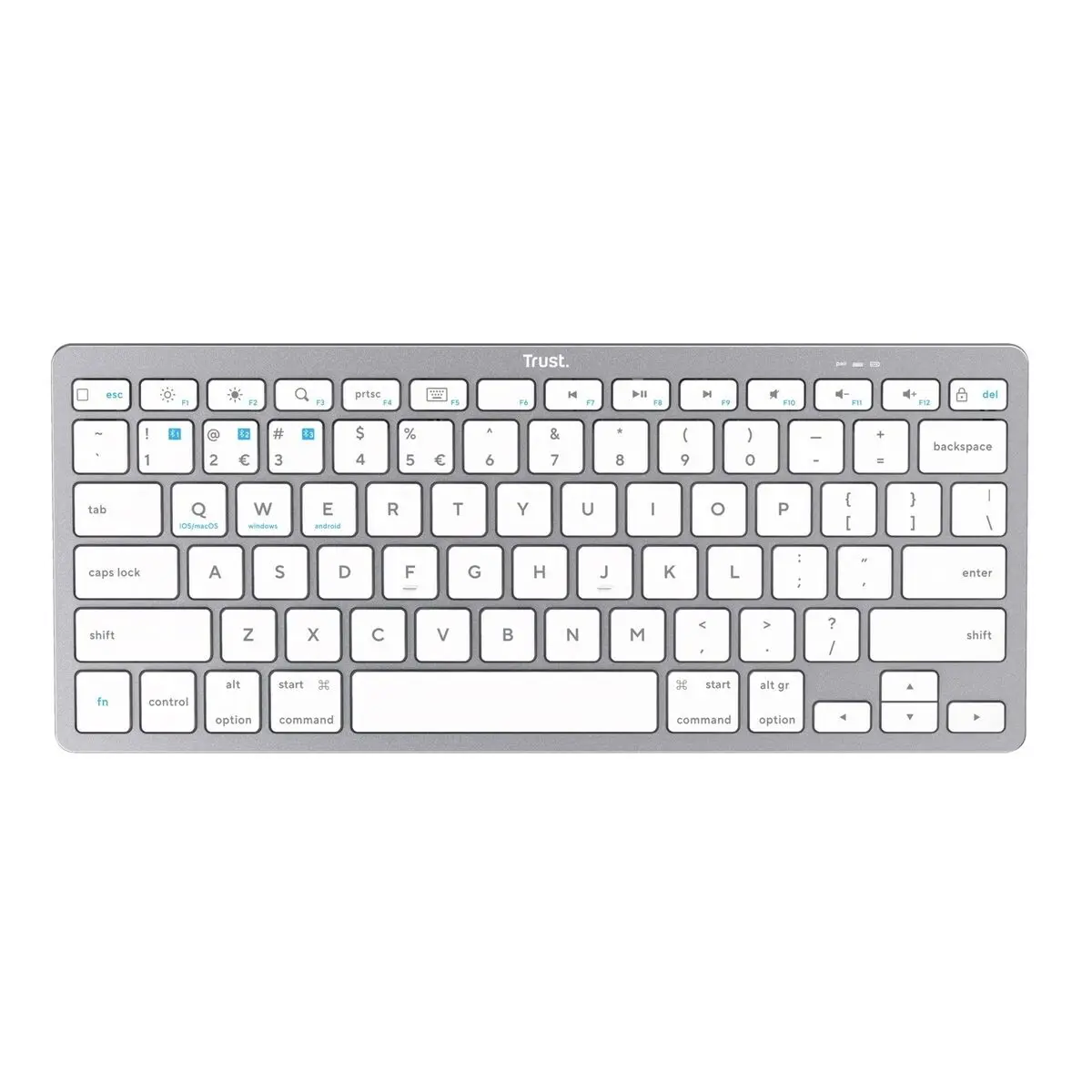 Tastiera Wireless Trust 24651 Qwerty US Argentato Monocromatica