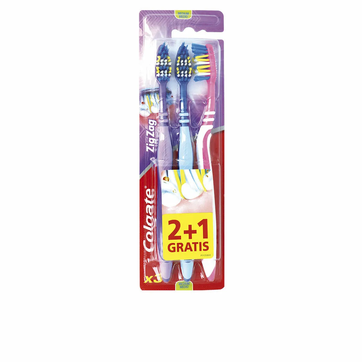 Spazzolino da Denti Colgate Zig Zag Medio 3 Pezzi