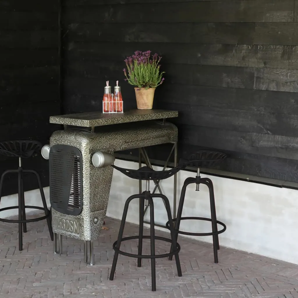 Esschert Design Sedia da Bar con Sedile Trattore Nera