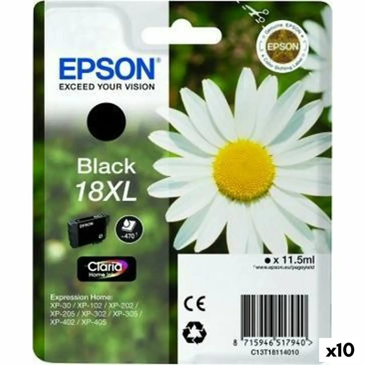 Cartuccia ad Inchiostro Originale Epson Nº18XL Nero (10 Unità) (1 Unità)