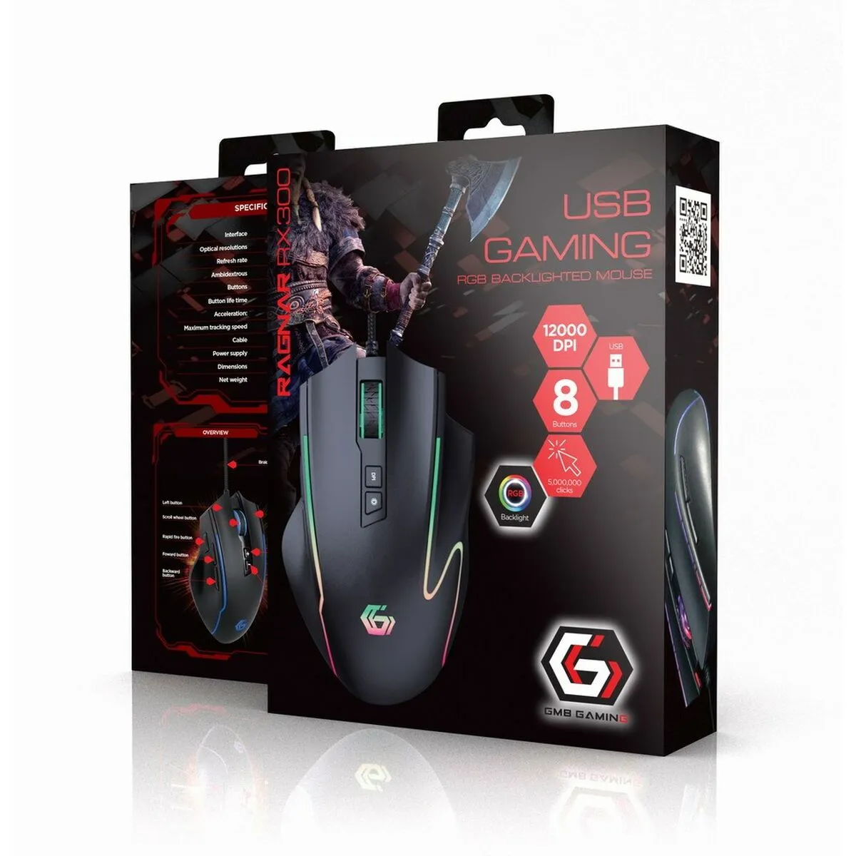 Mouse GEMBIRD MUSG-RAGNAR-RX300 Nero