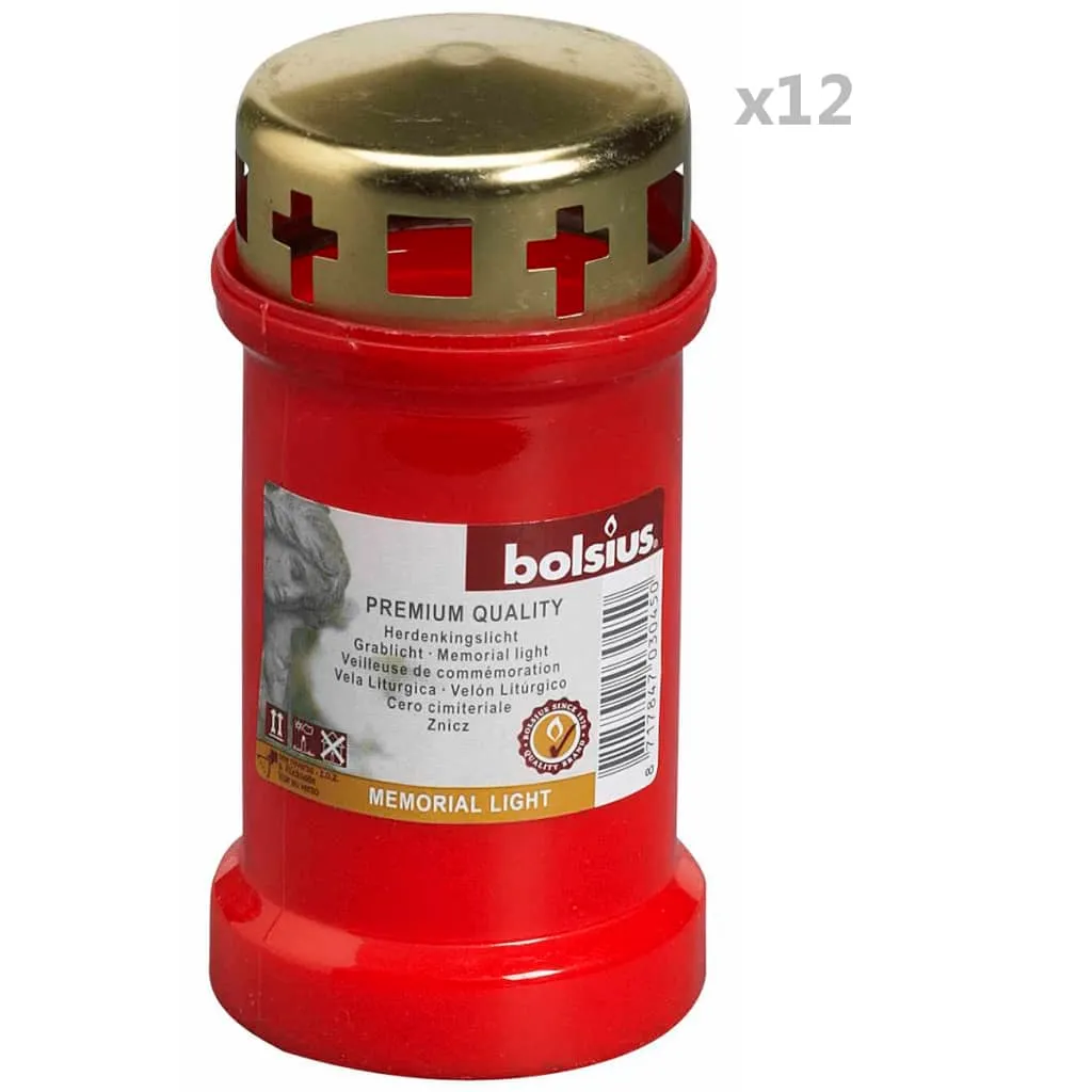 Bolsius Candele Commemorative con Tappo No 3 12 pz Rosse