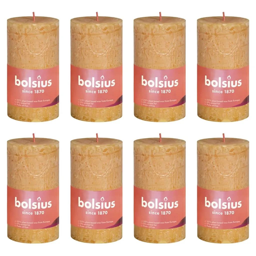 Bolsius Candele Rustiche a Colonna Shine 8 pz 100x50 mm Giallo Favo