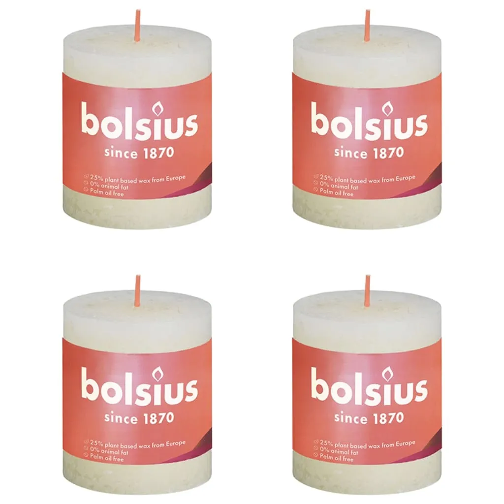 Bolsius Candele Rustiche a Colonna Shine 4 pz 80x68 mm Perla Delicato