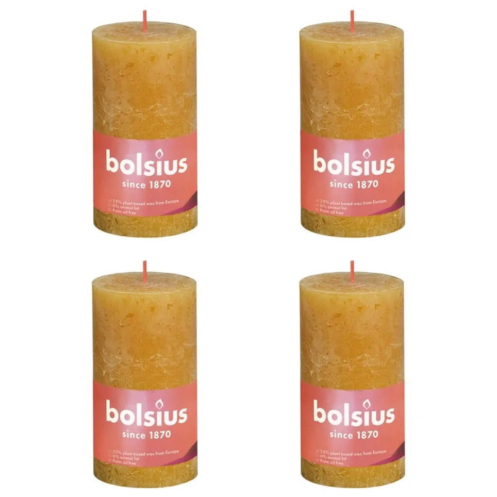 Bolsius Candele Rustiche Colonna Shine 4 pz 130x68 mm Giallo Favo