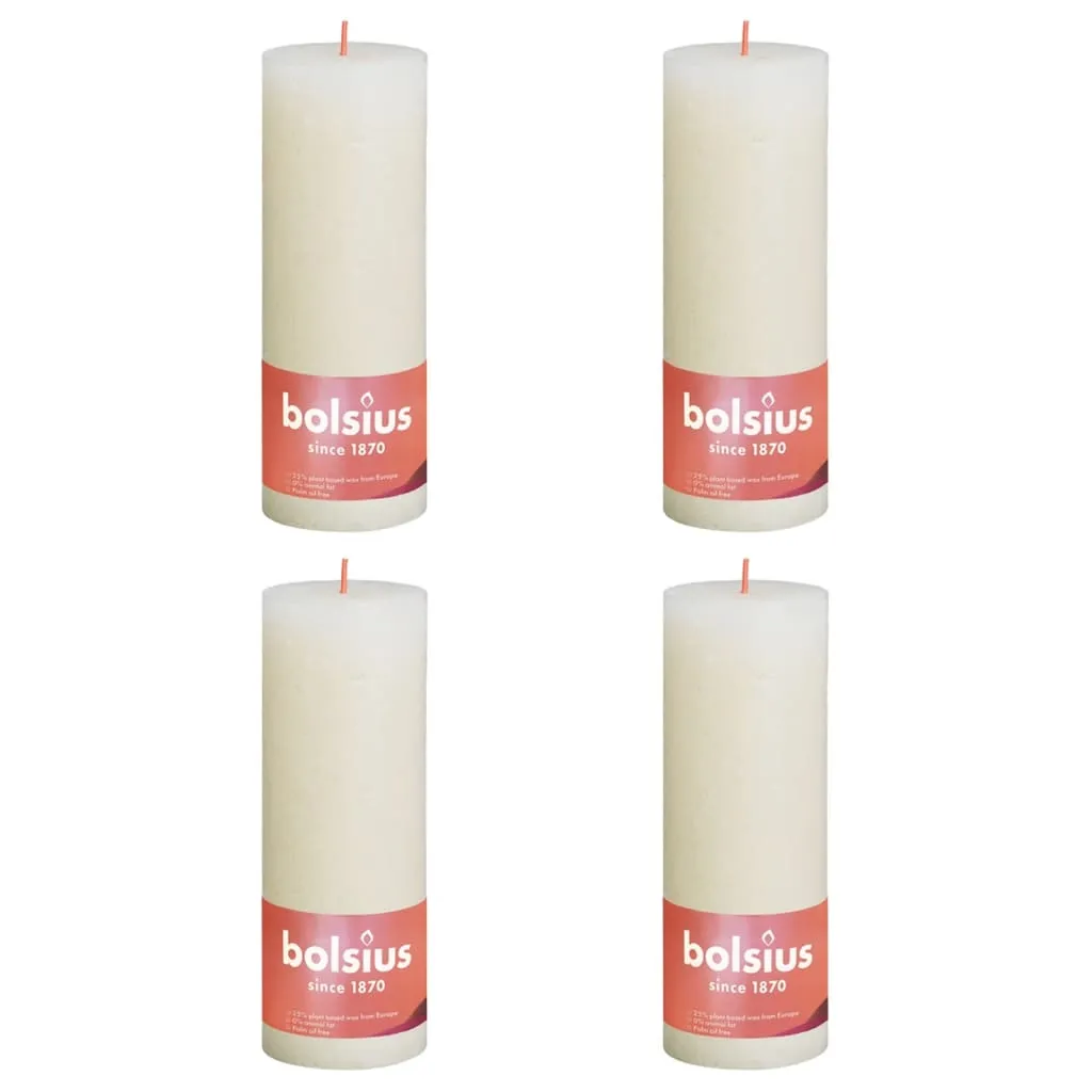 Bolsius Candele Rustiche a Colonna Shine 4 pz 190x68 mm Perla Delicato