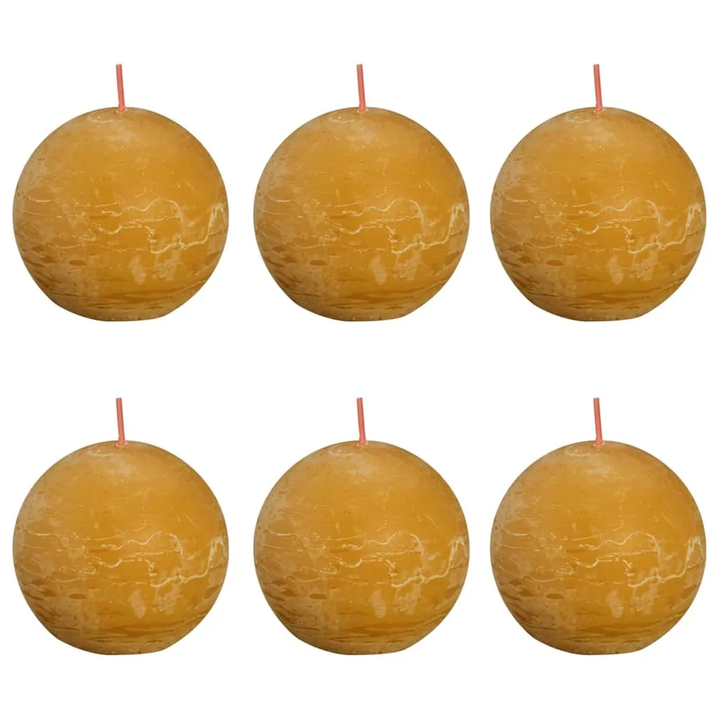 Bolsius Candele Rustiche a Sfera Shine 6 pz 76x71 mm Giallo Favo