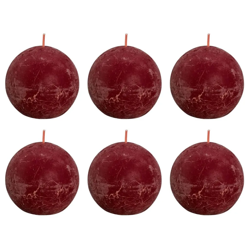 Bolsius Candele Rustiche a Sfera Shine 6 pz 76x71 mm Rosso Velluto