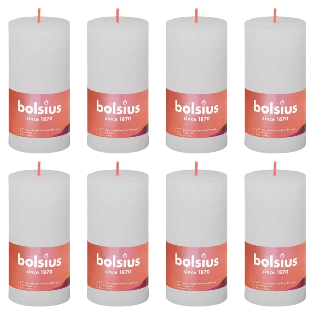 Bolsius Candele Rustiche a Colonna Shine 8 pz 100x50 mm Bianco Nuvola