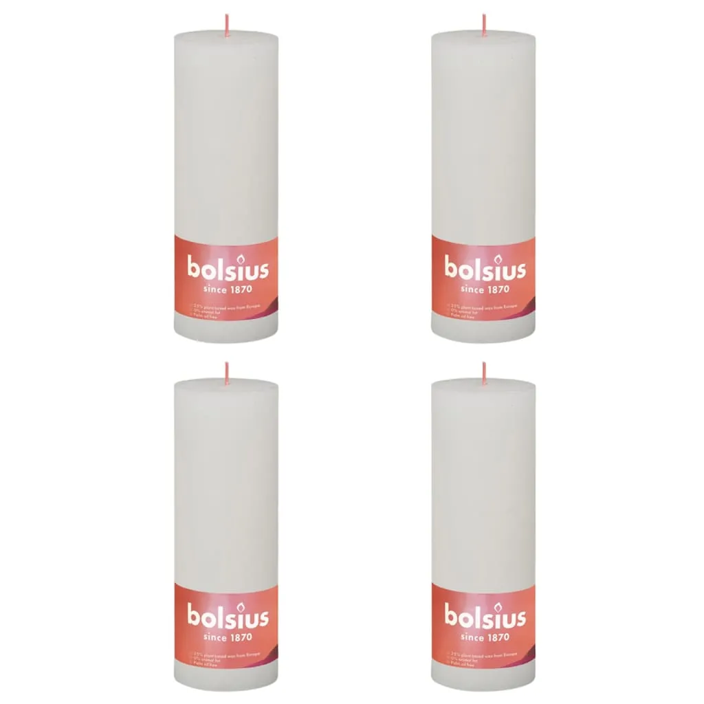 Bolsius Candele Rustiche a Colonna Shine 4 pz 190x68 mm Bianco Nuvola