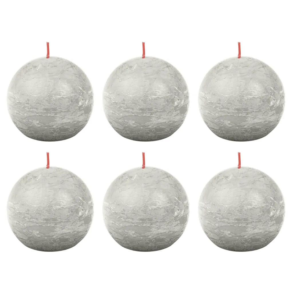 Bolsius Candele Rustiche a Sfera Shine 6 pz 76x71 mm Grigio Sabbia