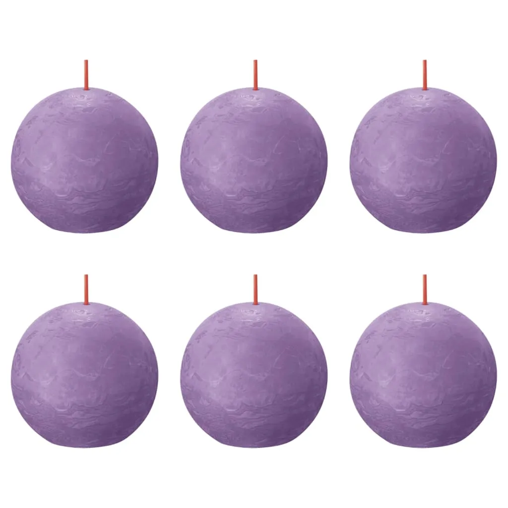 Bolsius Candele Rustiche a Sfera Shine 6 pz 76x71 mm Viola Vibrante