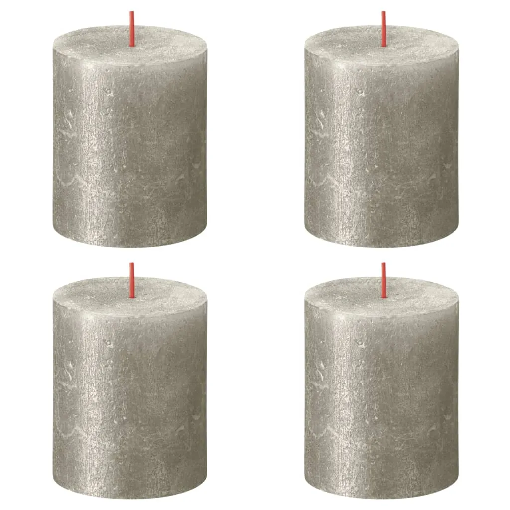 Bolsius Candele Pilastro Rustiche Shimmer 4 pz 80x68 mm Champagne