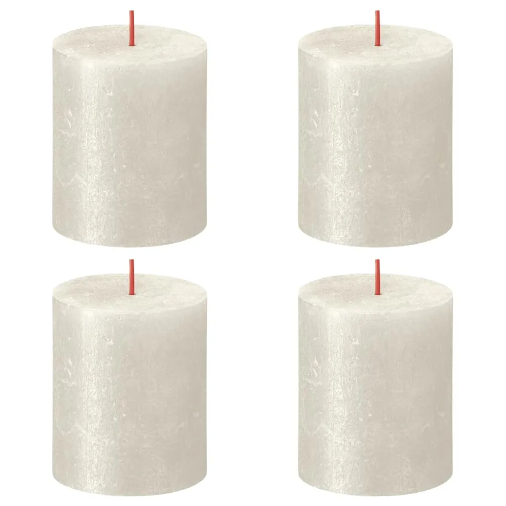 Bolsius Candele Pilastro Rustiche Shimmer 4 pz 80x68 mm Avorio