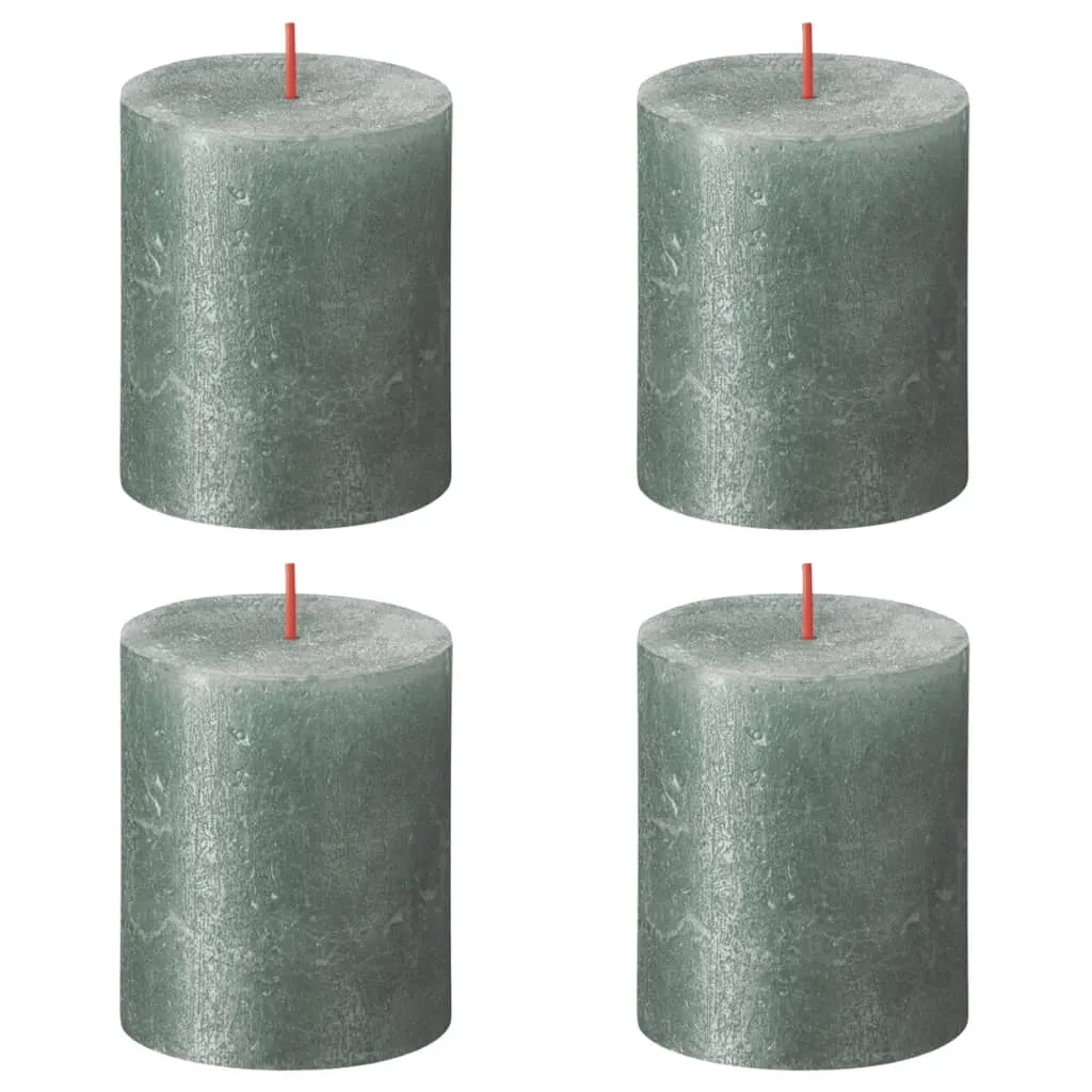 Bolsius Candele Pilastro Rustiche Shimmer 4 pz 80x68 mm Blu Ossido