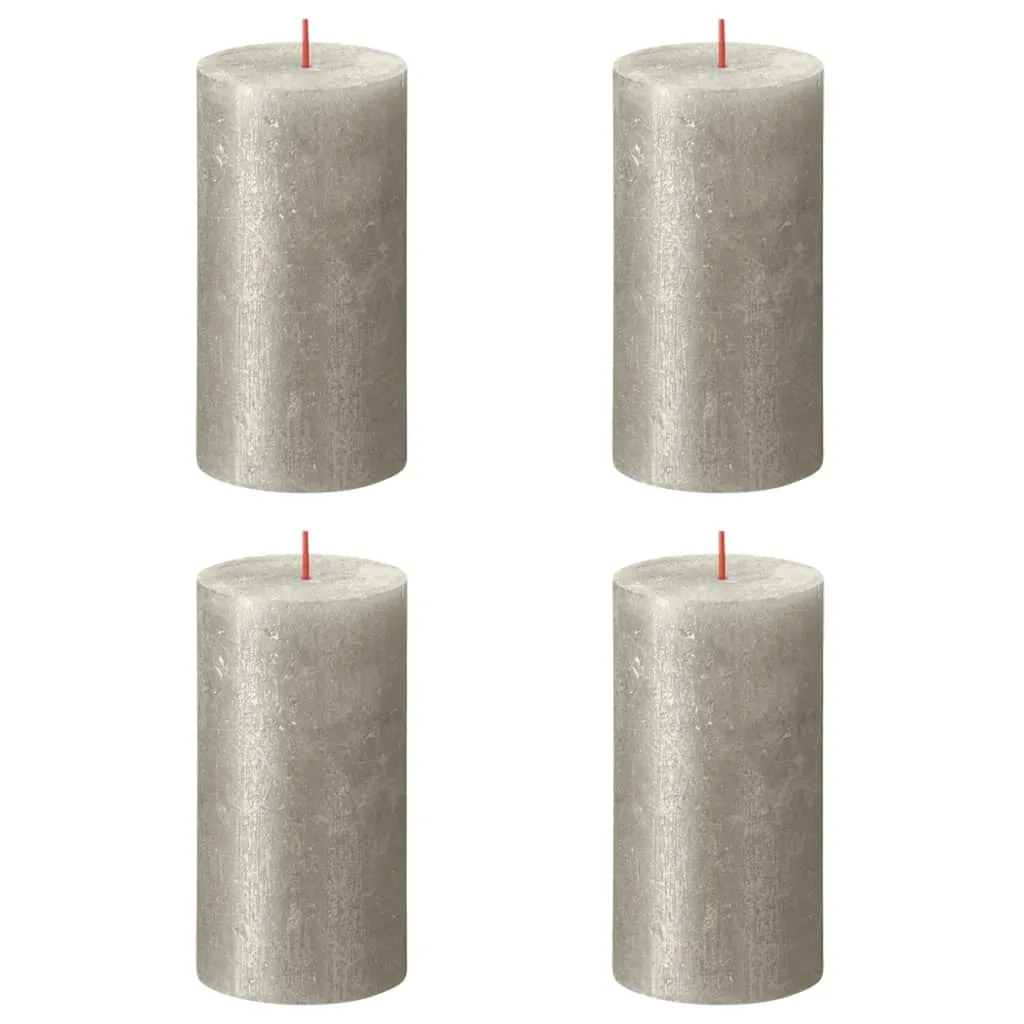 Bolsius Candele Pilastro Rustiche Shimmer 4 pz 130x68 mm Champagne