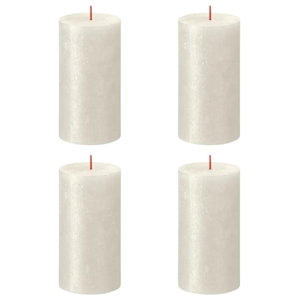 Bolsius Candele Pilastro Rustiche Shimmer 4 pz 130x68 mm Avorio