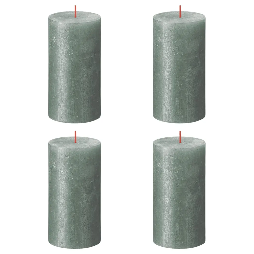 Bolsius Candele Pilastro Rustiche Shimmer 4 pz 130x68 mm Blu Ossido