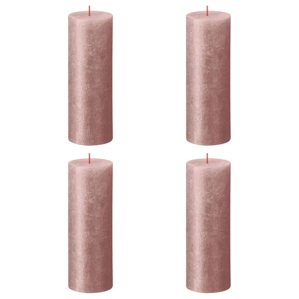 Bolsius Candele Pilastro Rustiche Shimmer 4 pz 190x68 mm Rosa