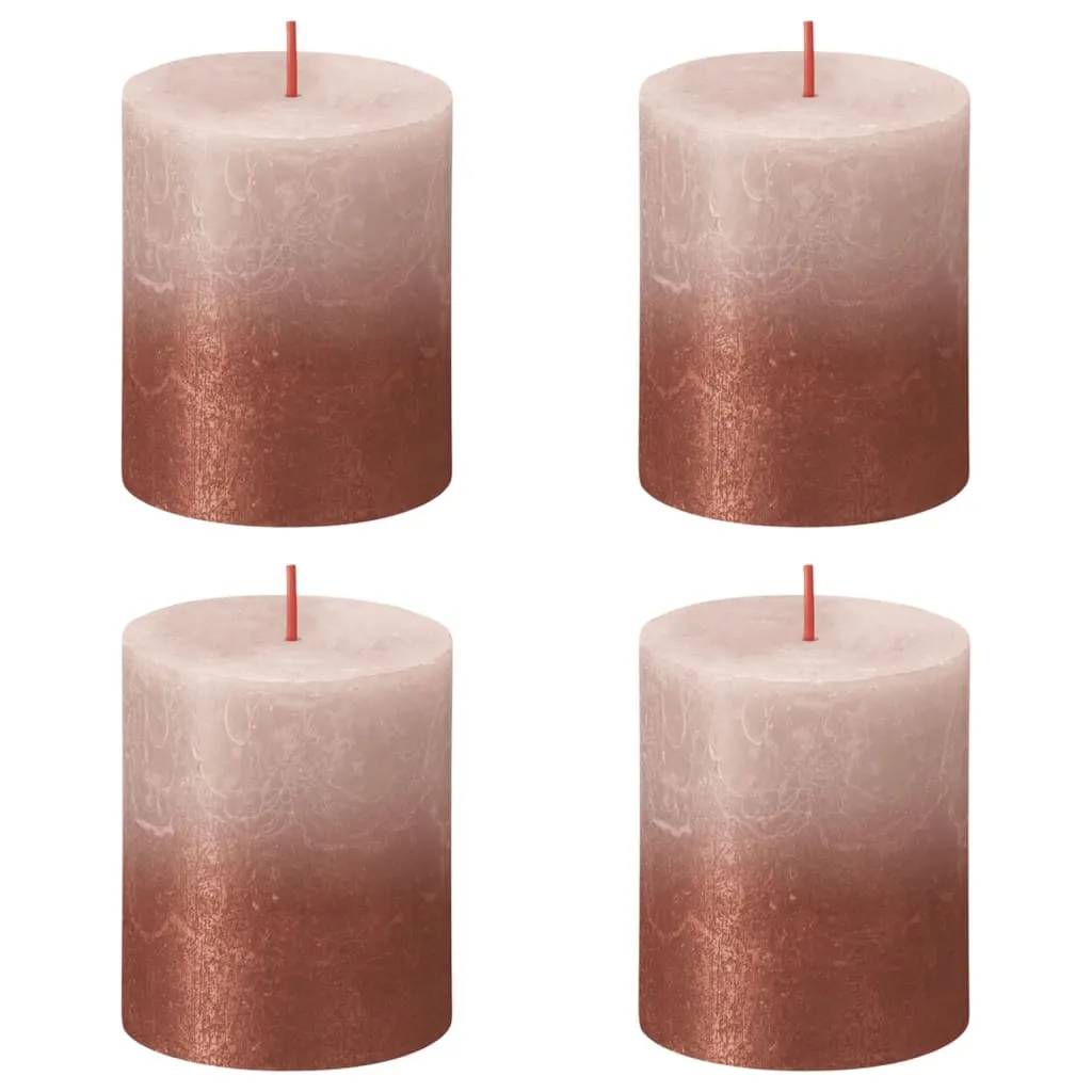 Bolsius Candele Pilastro Rustiche Sunset 4 pz 80x68 mm Rosa e Ambra