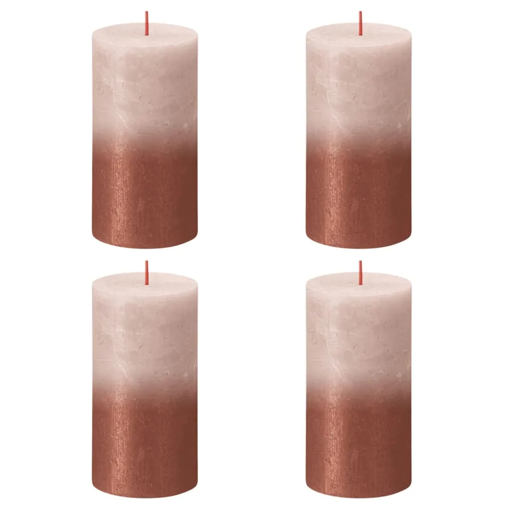 Bolsius Candele Pilastro Rustiche Sunset 4 pz 130x68 mm Rosa e Ambra