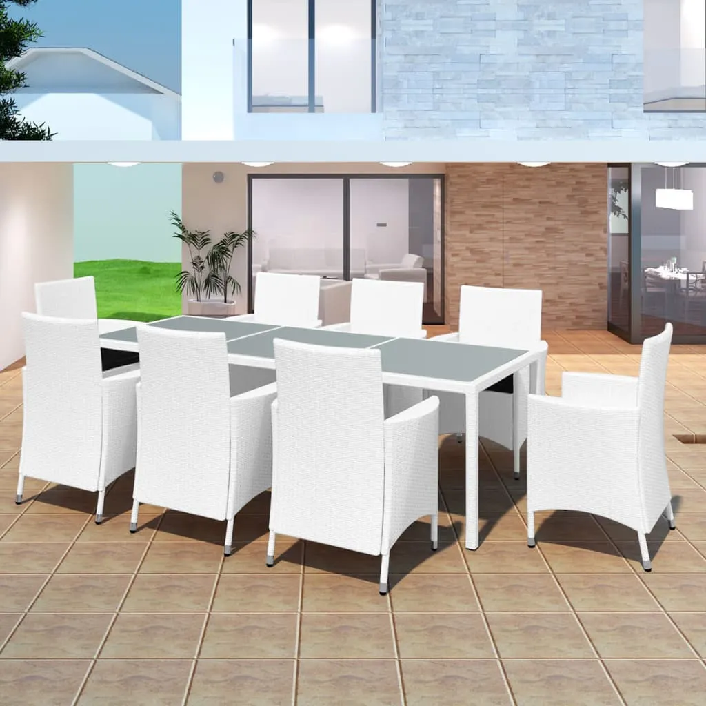 vidaXL Set da Pranzo da Giardino 9 pz in Polyrattan Bianco Crema