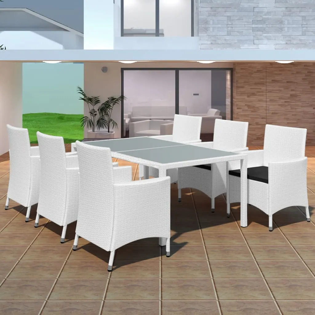 vidaXL Set da Pranzo da Giardino 7 pz in Polyrattan Bianco Crema