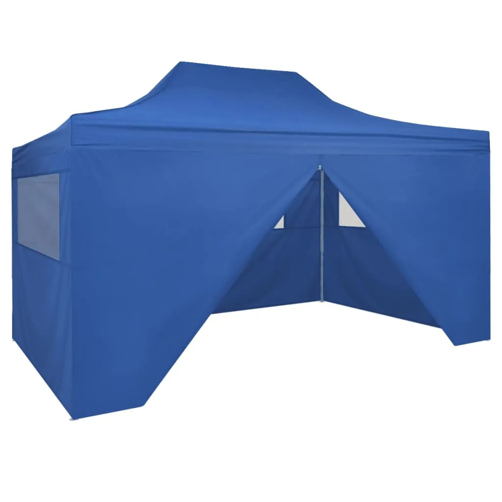 vidaXL Tenda Pieghevole Pop-Up con 4 Pareti Laterali 3x4,5 m Blu