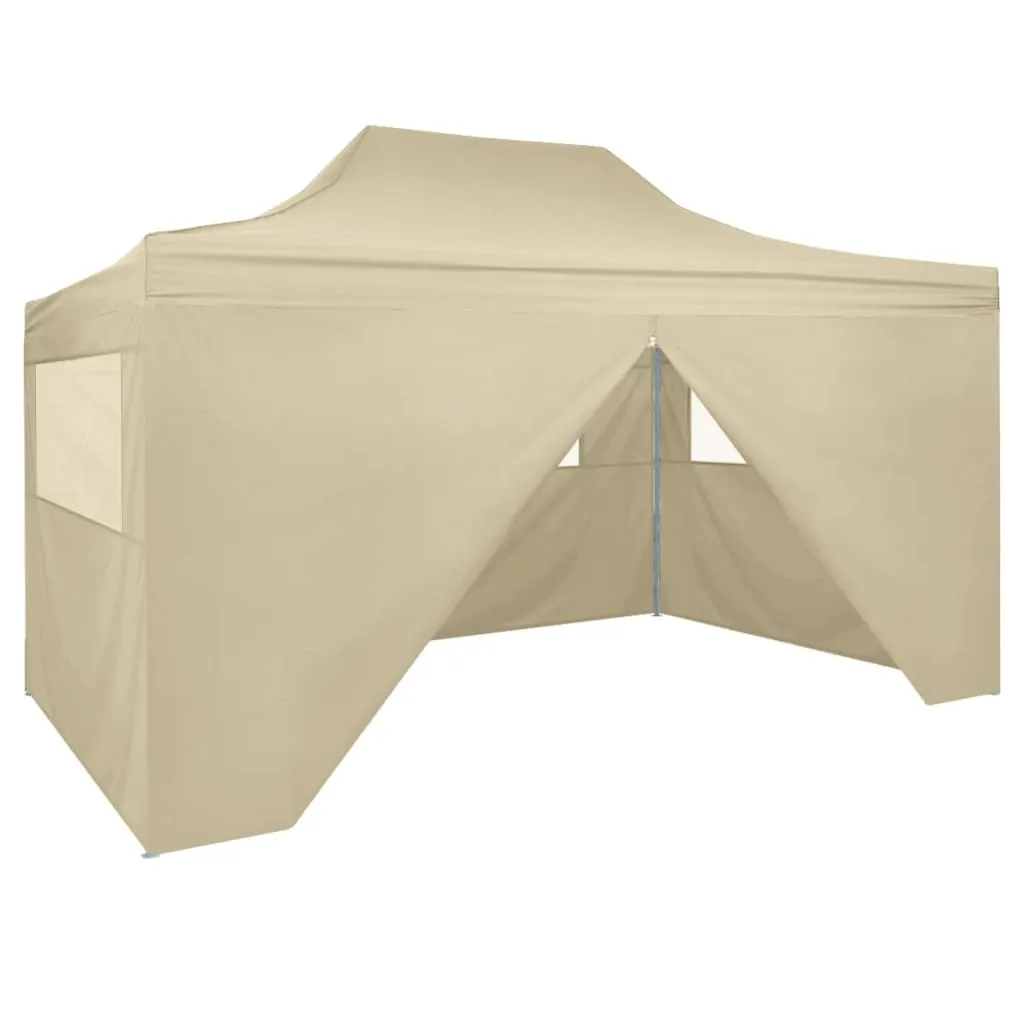 vidaXL Tenda Pieghevole Pop-Up 4 Pareti Laterali 3x4,5 m Bianco Crema