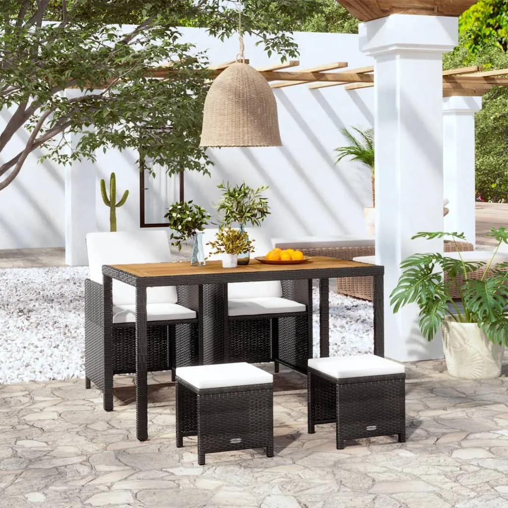 vidaXL Set da Pranzo da Giardino 5 pz Polyrattan e Legno Acacia Nero