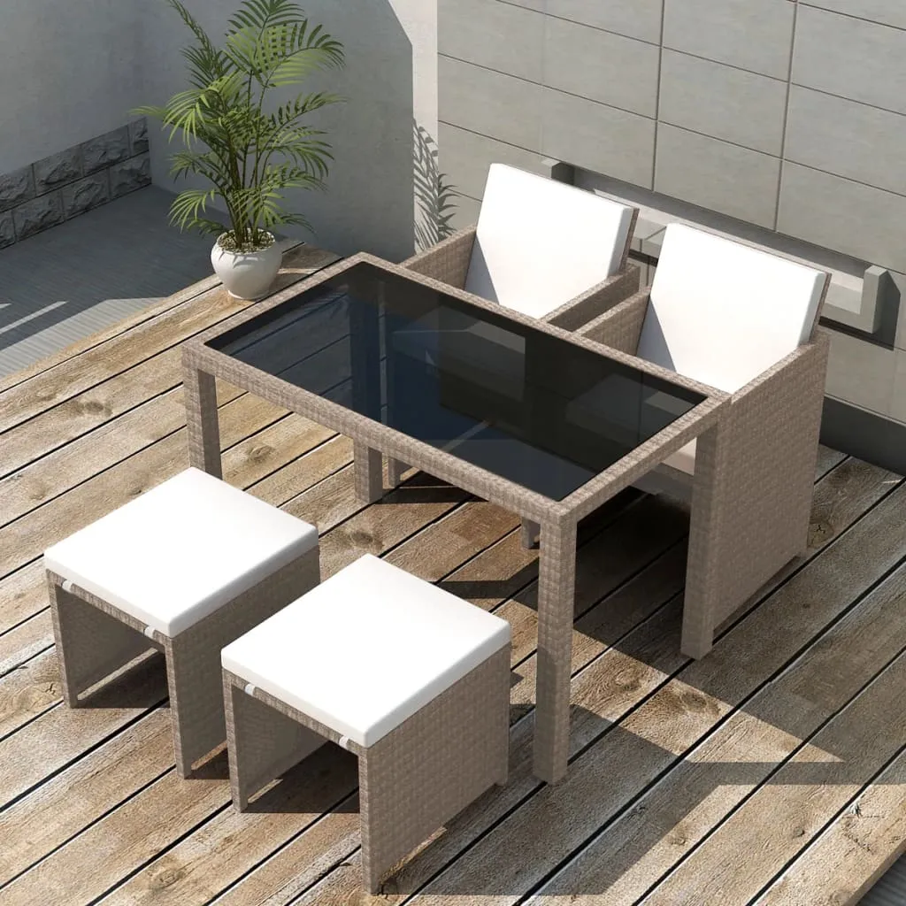 vidaXL Set da Pranzo da Giardino 5 pz con Cuscini in Polyrattan Beige