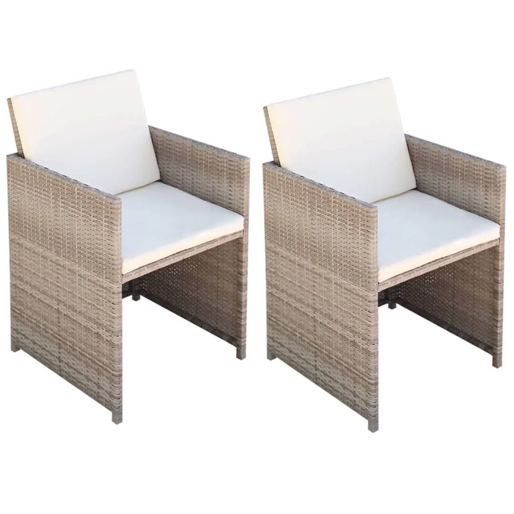 vidaXL Sedie da Giardino 2 pz con Cuscini in Polyrattan Beige