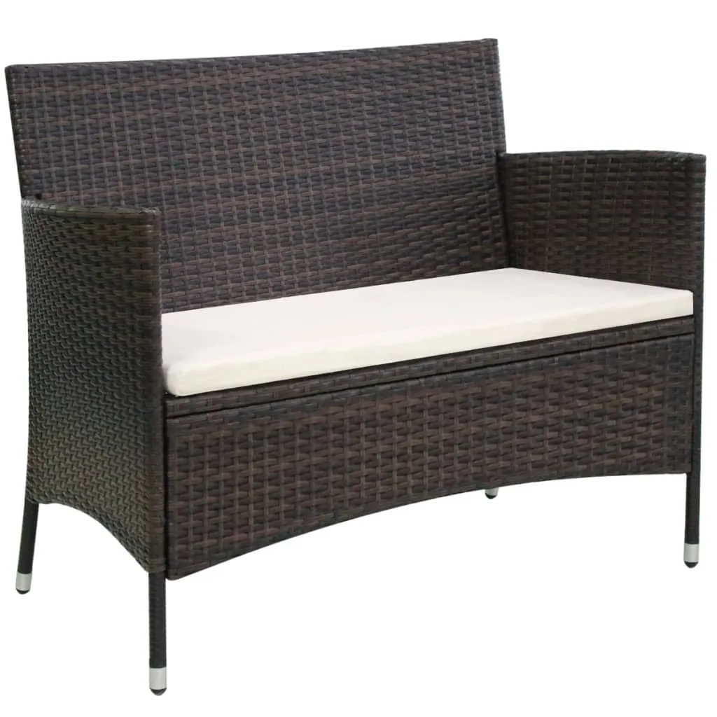 vidaXL Panchina da Giardino 106 cm in Polyrattan Marrone