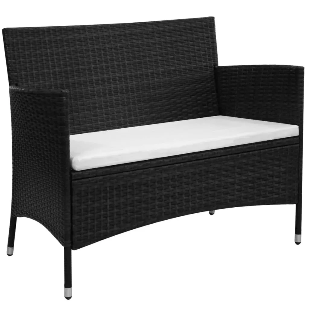 vidaXL Panchina da Giardino 90 cm in Polyrattan Nera