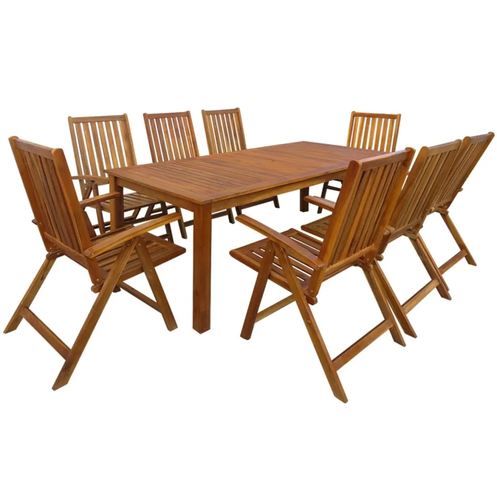 vidaXL Set da Pranzo da Giardino 9 pz in Legno Massello di Acacia