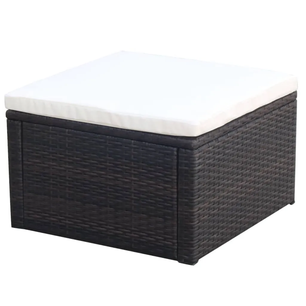 vidaXL Poggiapiedi Ottomana in Polyrattan 53x53x30 cm Marrone