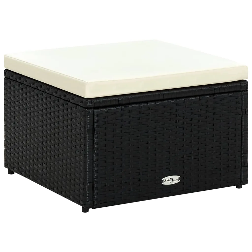 vidaXL Poggiapiedi Ottomana in Polyrattan 53x53x30 cm Nero