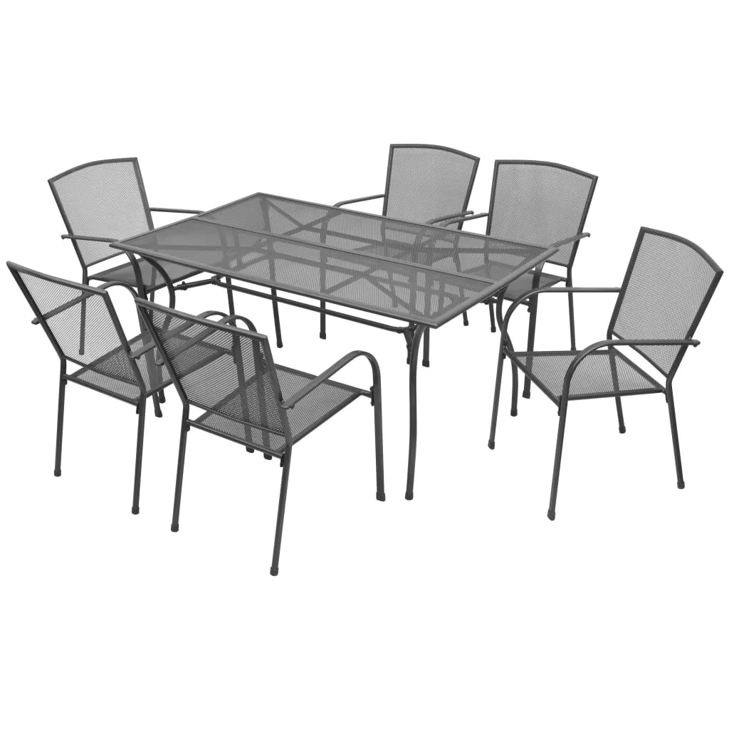 vidaXL Set da Pranzo da Giardino 7 pz in Acciaio Antracite