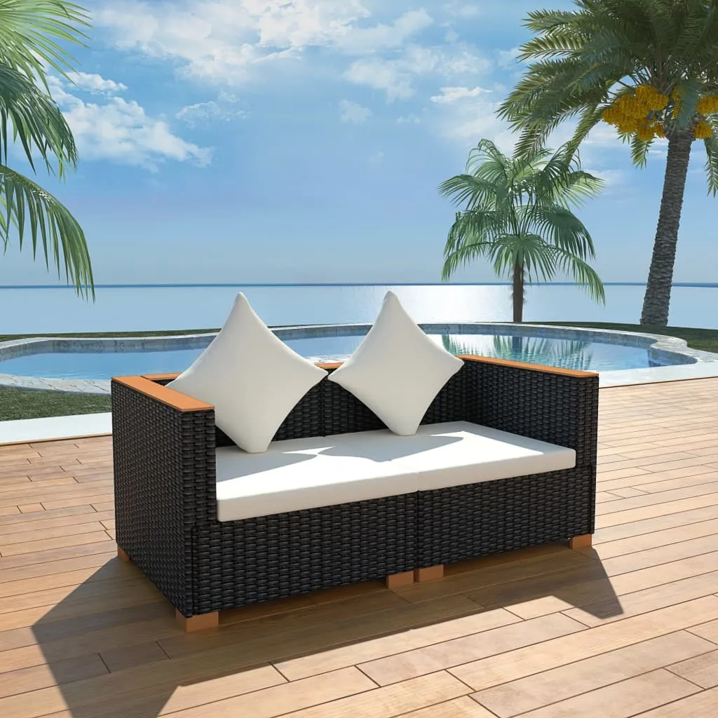 vidaXL Divano da Giardino in Polyrattan Nero