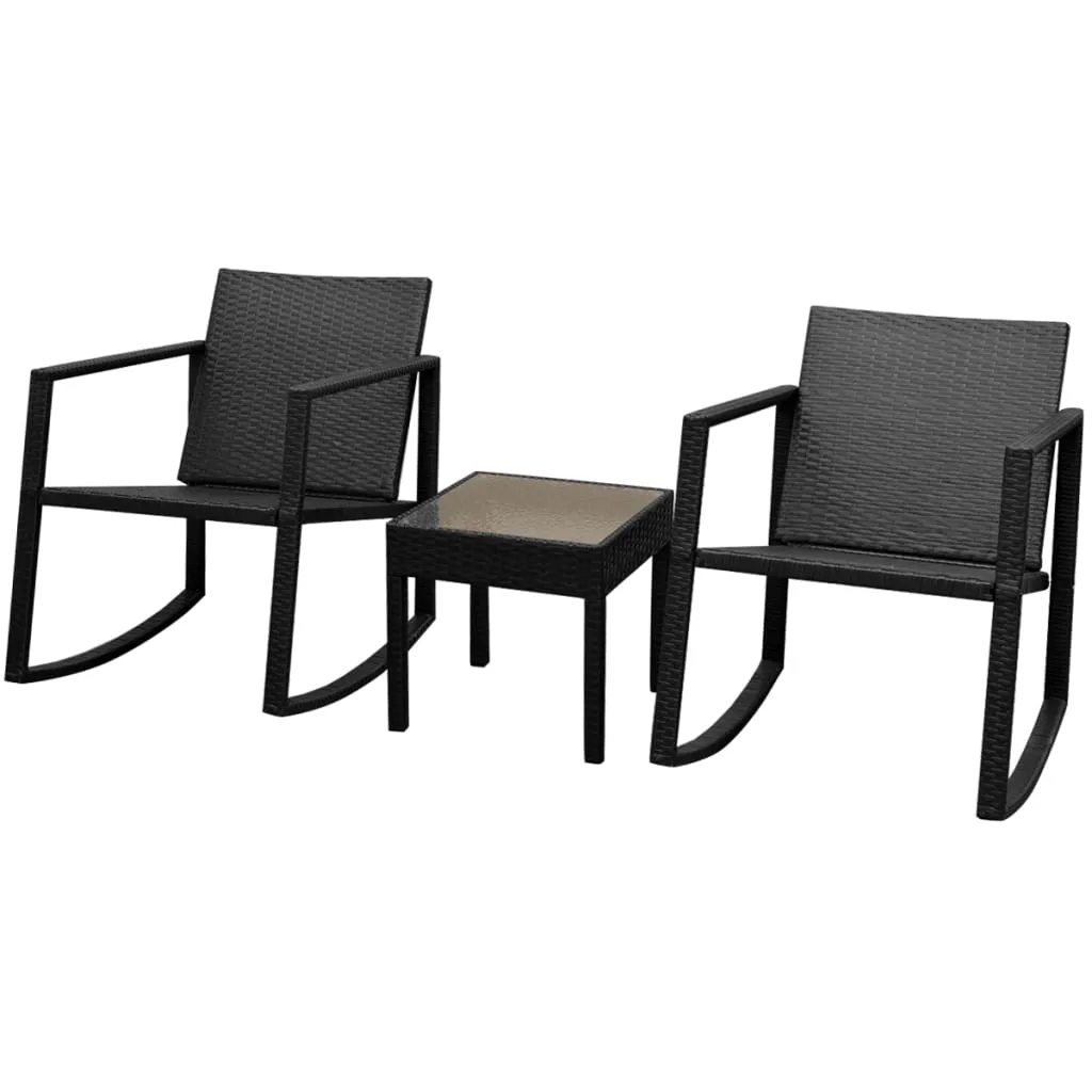 vidaXL Set da Bistrot 3 pz in Polyrattan Nero