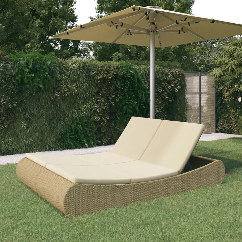 vidaXL Lettino Prendisole in Polyrattan Beige