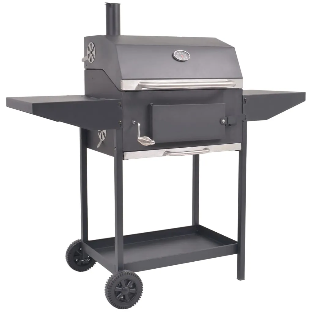 vidaXL Barbecue a Carbonella con Ripiano Inferiore Nero